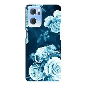 Чехлы (ART) Цветы на Oppo Reno7 5G (VPrint) (Голубые Бутоны)
