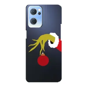 Зимні Чохли для OPPO Reno7 5G - прозорий фон (Грінч з іграшкою)
