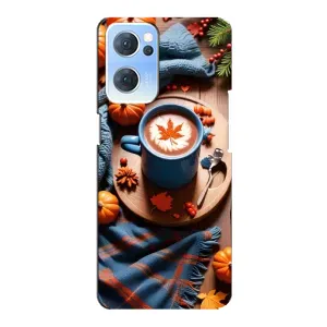 Чохол з принтом «Кава і гарбузики» для OPPO Reno7 5G