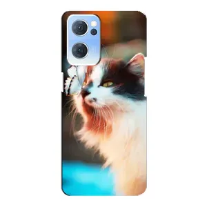 Чохол на OPPO Reno7 5G з Котиками (VPrint) (Котик з метеликом)