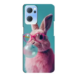 Чохол з принтом стильні тварини для OPPO Reno7 5G (Кролик в окулярах)