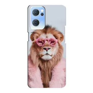 Чохол з принтом стильні тварини для OPPO Reno7 5G (Лев в окулярах)
