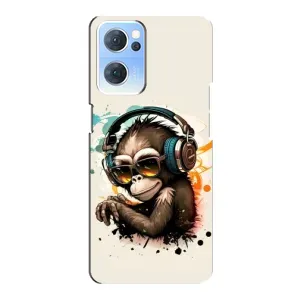 Чохол з Мавпами Oppo Reno7 5G - (AlphaPrint) (Макака в навушниках)