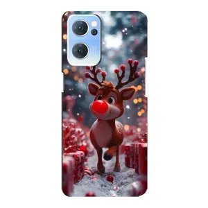 Яркий чехол для OPPO Reno7 5G с Зимними Оленятами (Олень среди подарков)