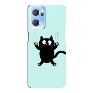 Чохол з принтом для Oppo Reno7 5G (AlphaPrint) Модні коти (Падаючий кіт)