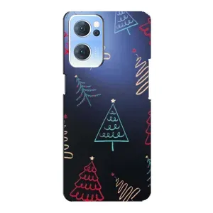 Зимні Чохли для OPPO Reno7 5G - прозорий фон (Різдвяні ялинки)