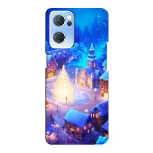 Рождественские Чехлы для Oppo Reno7 5G (VPrint) (Рождественский город)