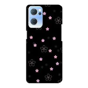 Чохол з розовим принтом для Oppo Reno7 5G (Рожеві квіти на чорному)
