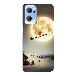 Новорічні, Святкові Чохли для Oppo Reno7 5G - 2024 год (Санта на місяці)