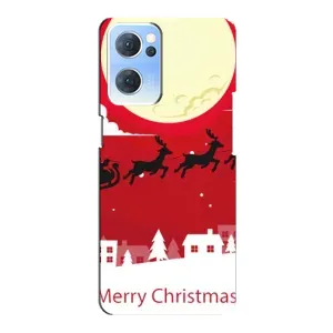 Рождественские Чехлы для Oppo Reno7 5G (VPrint) (Санта с оленями)