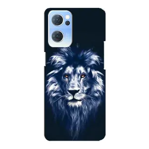 Чохол з картинкою ЛЕВ для Oppo Reno7 5G (VPrint) (Синій Лев)