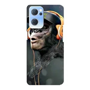 Чохол з Мавпами Oppo Reno7 5G - (AlphaPrint) (В навушниках)