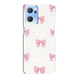 Чохол з бантиками на OPPO Reno7 5G (Рожеві бантики)