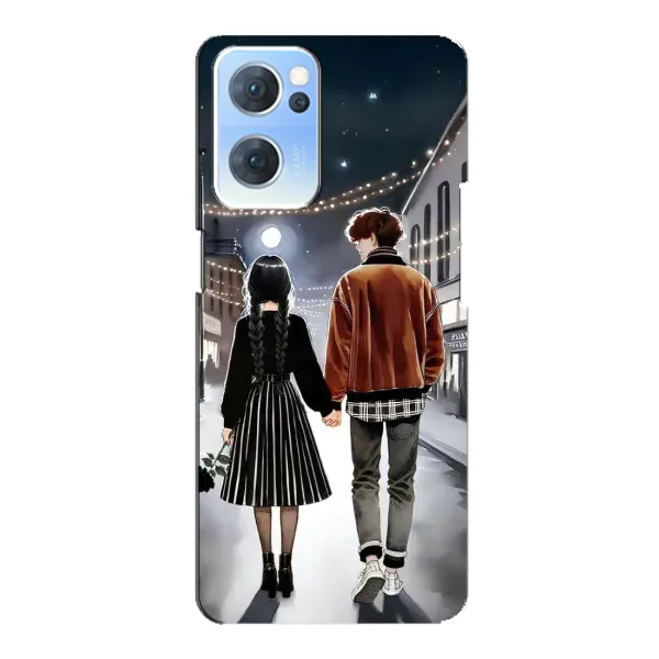 Чехол с принтом «Уэнздей и Тайлер» для OPPO Reno7 5G Чехол с принтом «Уэнздей и Тайлер» для OPPO Reno7 5G