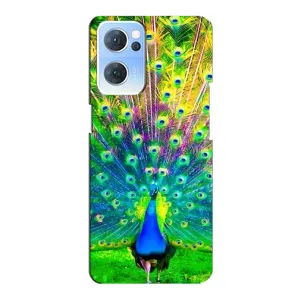 Чохол з пташками на Oppo Reno7 5G (VPrint) (Яскравий Павлин)