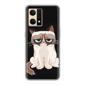 Чохол з принтом для Oppo Reno7 Pro 5G (AlphaPrint) Модні коти (Сумний кіт)
