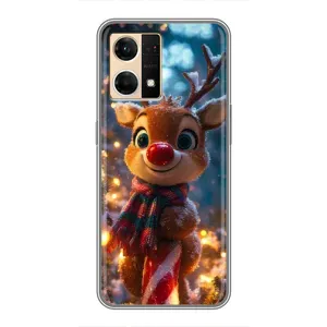 Яркий чехол для OPPO Reno7 Pro 5G с Зимними Оленятами (Олень с шарфом)
