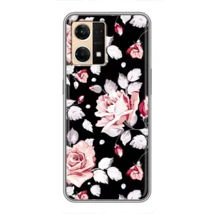 Чехлы с Цветами для Oppo Reno7 4G (VPrint) (Цветочки на черном)