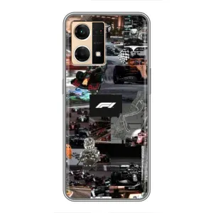 Чехол Формула1 на Oppo Reno7 4G (Гоночный коллаж Ф1)