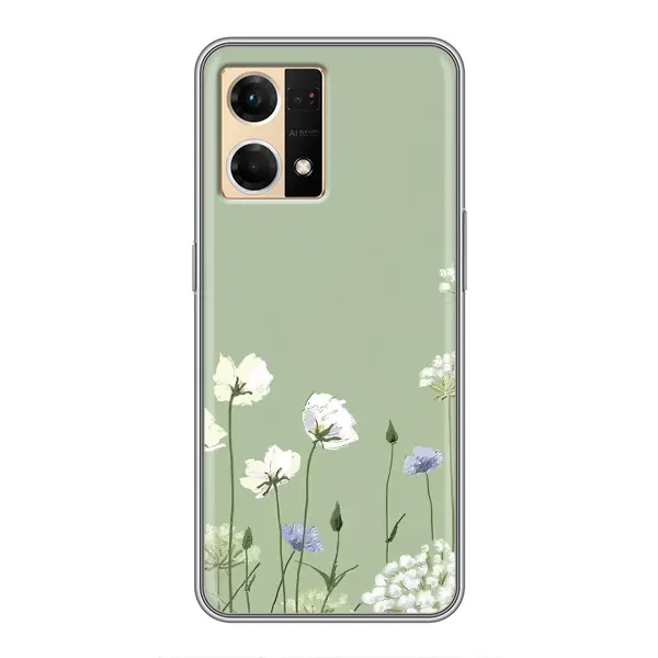Чохол з принтом «Квіти на зеленому» для OPPO Reno7 4G Чохол з принтом «Квіти на зеленому» для OPPO Reno7 4G