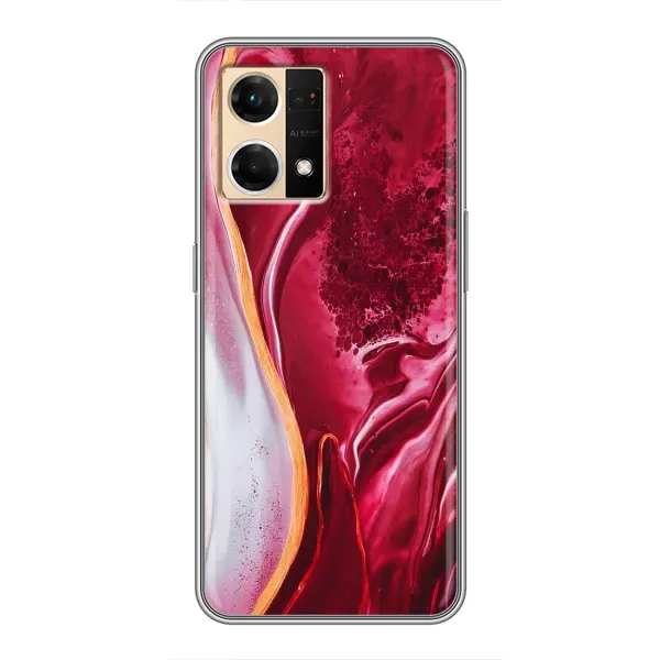 Чохол з принтом «Мрамор червоний» для OPPO Reno7 4G
