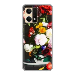 Чохол з принтом «Nike цветы» для OPPO Reno7 4G