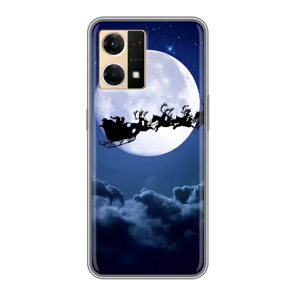 Чохол з принтом «Санта - місяць» для OPPO Reno7 4G