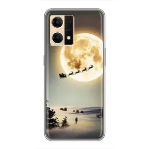 Новорічні, Святкові Чохли для Oppo Reno7 4G - 2024 год (Санта на місяці)