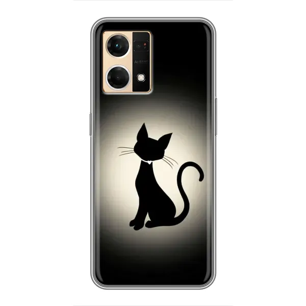 Чехол с принтом «Силуэт котика» для OPPO Reno7 4G
