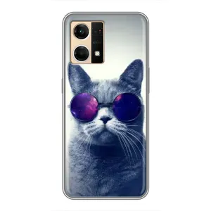 Чохол з принтом для Oppo Reno7 4G (AlphaPrint) Модні коти (Стильний кіт)