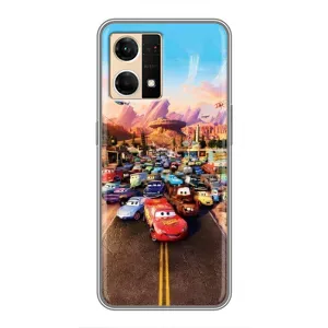 Силиконовый чехол Маквин для Oppo Reno7 4G (Тачки на трассе)