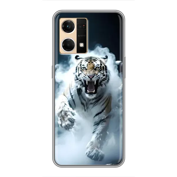 Чехол с принтом «Белый тигр в дыму» для OPPO Reno7 4G Чехол с принтом «Белый тигр в дыму» для OPPO Reno7 4G