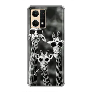 Чехол с принтом «Жирафы в очках» для OPPO Reno7 4G