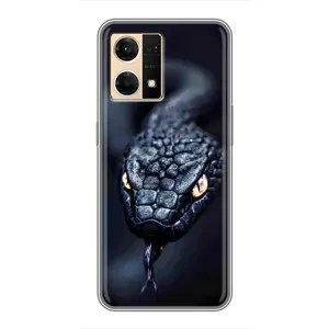 Чехол с принтом «Черная змея» для OPPO Reno7 4G
