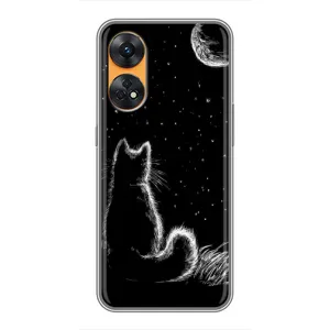 Чохол з принтом для Oppo Reno 8T (AlphaPrint) Модні коти (Котик і місяць)