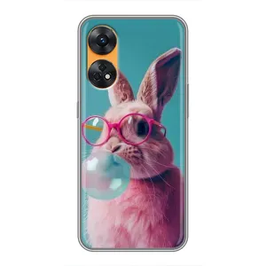 Чохол з принтом стильні тварини для OPPO Reno 8Т (Кролик в окулярах)