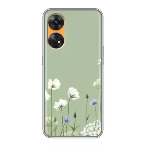 Чохол з квітковим принтом на OPPO Reno 8Т (Квіти на зеленому)