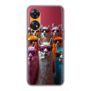 Чохол з принтом стильні тварини для OPPO Reno 8Т (Лами в окулярах)
