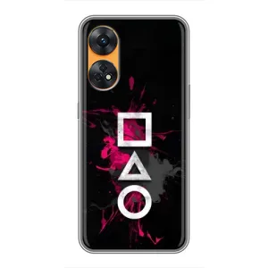Чехол Гра в кальмара для Oppo Reno 8T (Символы Игра кальмара)