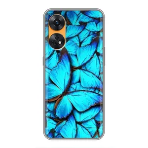 Чохол з принтом для OPPO Reno 8Т - (Прикольні) (AlphaPrint) (Сині метелики)