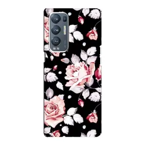 Чехлы с Цветами для Oppo Reno5 Pro Plus 5G (VPrint) (Цветочки на черном)