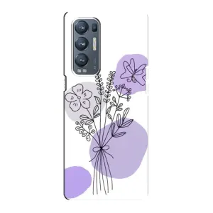 Силиконовый чехол с принтом в цветах на Oppo Reno5 Pro Plus 5G (Букет фиолетовая абстракция)