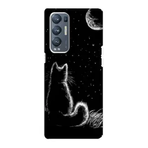 Чохол з принтом для Oppo Reno5 Pro Plus 5G (AlphaPrint) Модні коти (Котик і місяць)