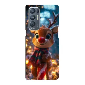 Яркий чехол для OPPO Reno5 Pro Plus (5G) с Зимними Оленятами (Олень с шарфом)