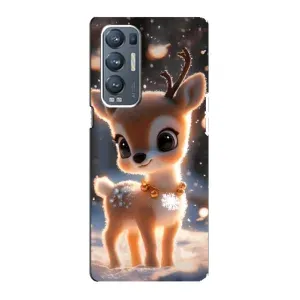 Яркий чехол для OPPO Reno5 Pro Plus (5G) с Зимними Оленятами (Олененок)