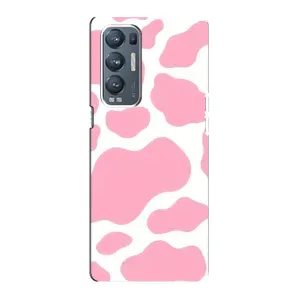 Чохол з принтом корови на ОPPO Reno5 Pro Plus (5G) (Рожевий принт)
