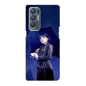 Чехлы Венсдей на Oppo Reno5 Pro Plus 5G Уэнсдей (AlphaPrint) (Уэнздей с зонтом)