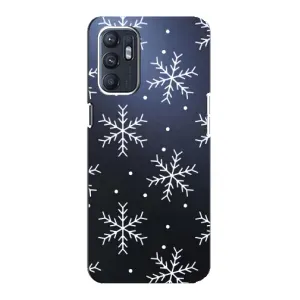 Зимні Чохли для OPPO Reno6 4G - прозорий фон (Білі сніжинки)