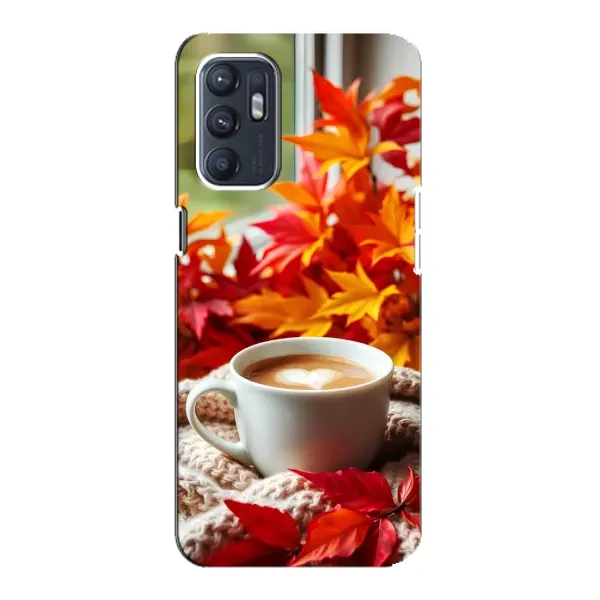 Чохол з принтом «Кава та листя» для OPPO Reno6 4G Чохол з принтом «Кава та листя» для OPPO Reno6 4G