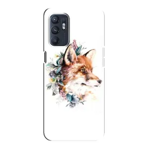 Чохли з картинкою Лисичка для Oppo Reno6 4G (VPrint) (Лиса в квітах)